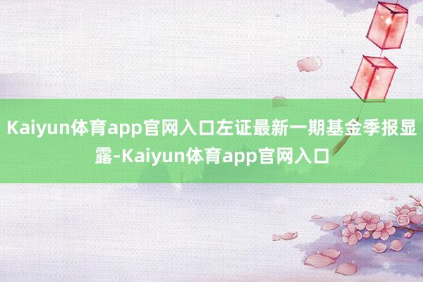 Kaiyun体育app官网入口左证最新一期基金季报显露-Kaiyun体育app官网入口