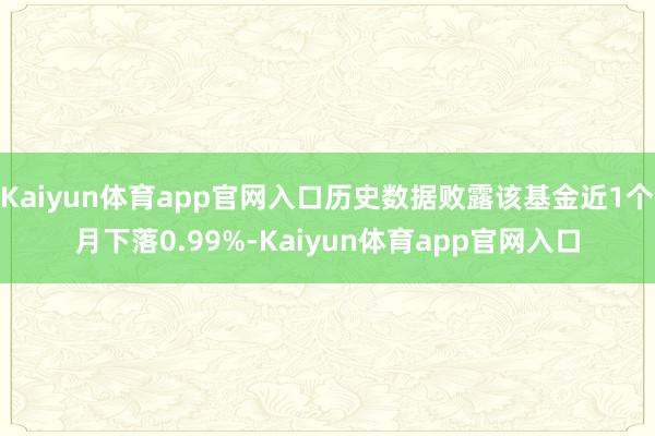 Kaiyun体育app官网入口历史数据败露该基金近1个月下落0.99%-Kaiyun体育app官网入口