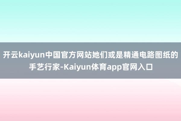 开云kaiyun中国官方网站她们或是精通电路图纸的手艺行家-Kaiyun体育app官网入口
