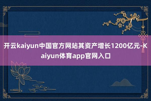 开云kaiyun中国官方网站其资产增长1200亿元-Kaiyun体育app官网入口