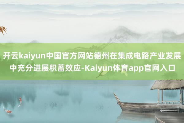 开云kaiyun中国官方网站德州在集成电路产业发展中充分进展积蓄效应-Kaiyun体育app官网入口