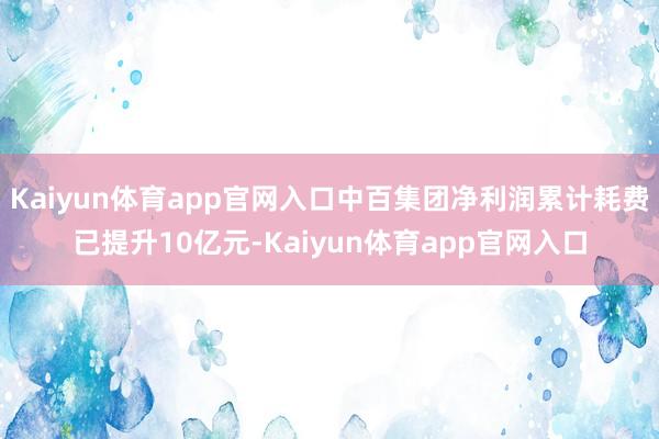 Kaiyun体育app官网入口中百集团净利润累计耗费已提升10亿元-Kaiyun体育app官网入口