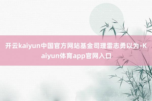 开云kaiyun中国官方网站　　基金司理雷志勇以为-Kaiyun体育app官网入口