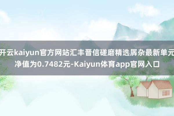 开云kaiyun官方网站汇丰晋信磋磨精选羼杂最新单元净值为0.7482元-Kaiyun体育app官网入口