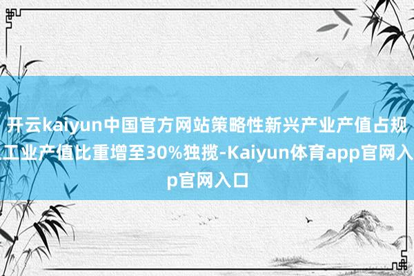 开云kaiyun中国官方网站策略性新兴产业产值占规上工业产值比重增至30%独揽-Kaiyun体育app官网入口